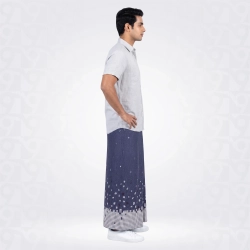 999-DNA-Storm Grey White & Purple Print Denim Lungie